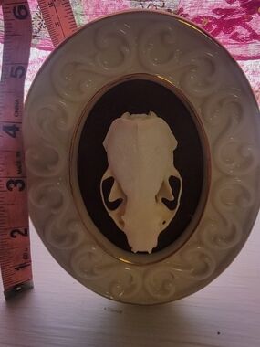 Lenox White and Gold Porcelain Frame With Mink Skull